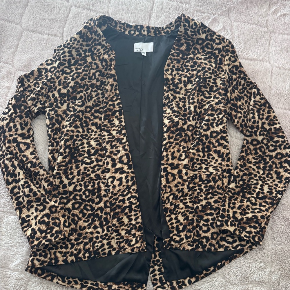 Leopard Print Open Front Blazer